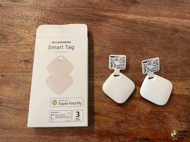 Maginon Smart Tag in Weiß mit Verpackung